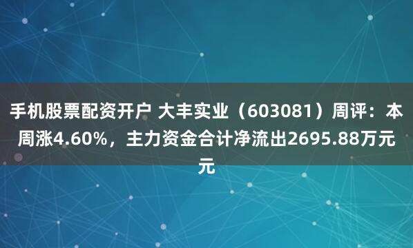 手机股票配资开户 大丰实业（603081）周评：本周涨4.60%，主力资金合计净流出2695.88万元